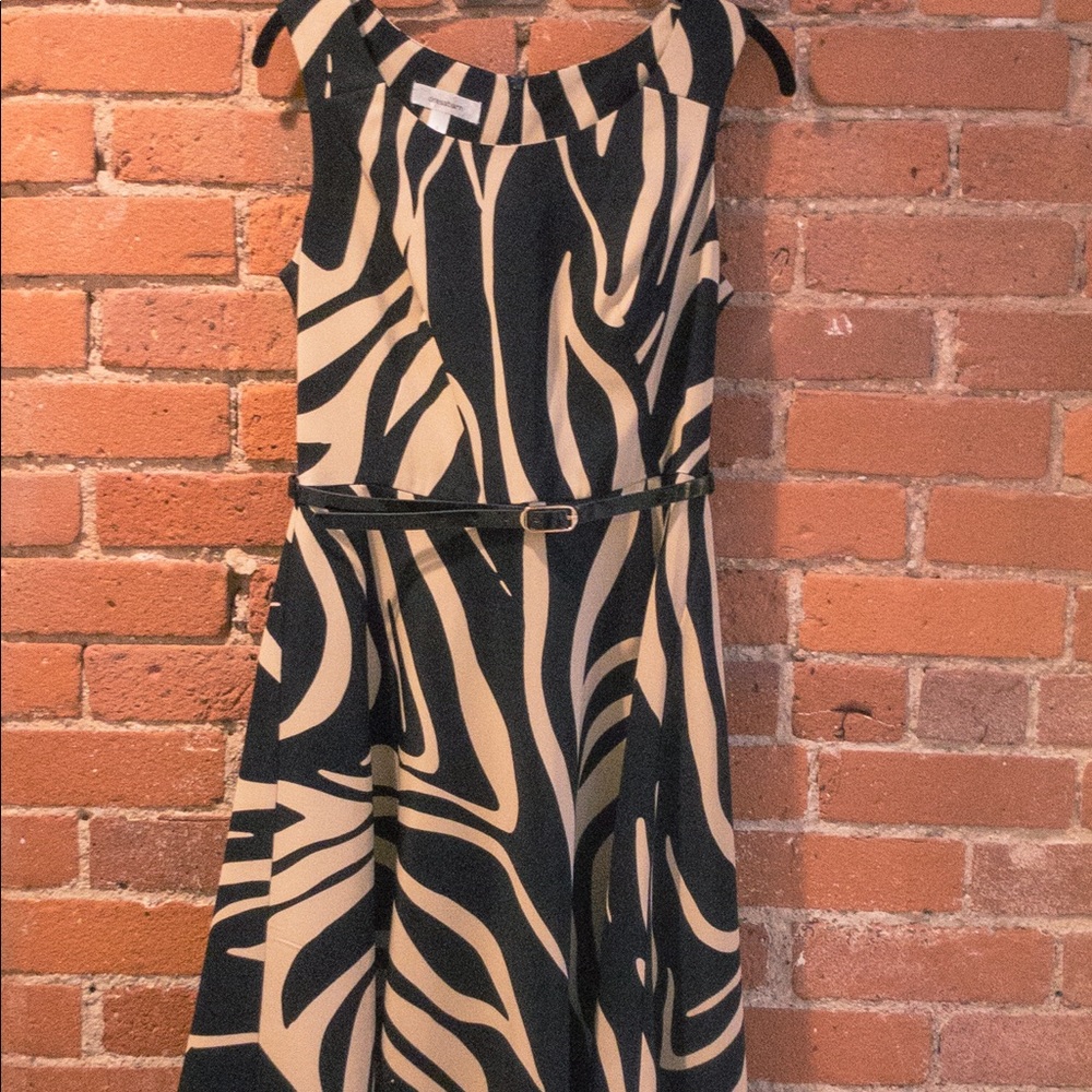 Animal Print Casual Tan and Black Dress
